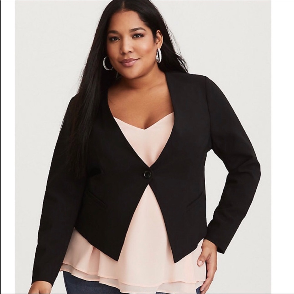 Torrid Black Refined Collarless Blazer